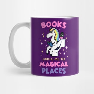 Books Bring Me to Magical Places Unicorn Reading in Toilet Mug